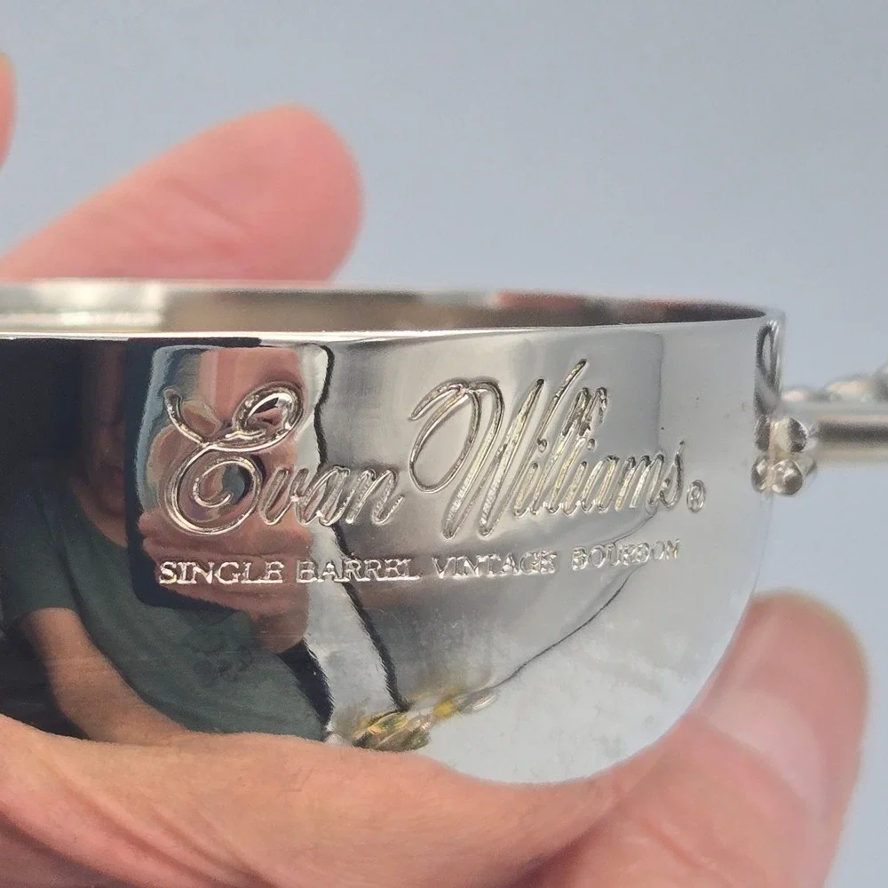 Evan Williams Jigger Single Barrel Vintage Bourbon Silverplate Barware Art Deco